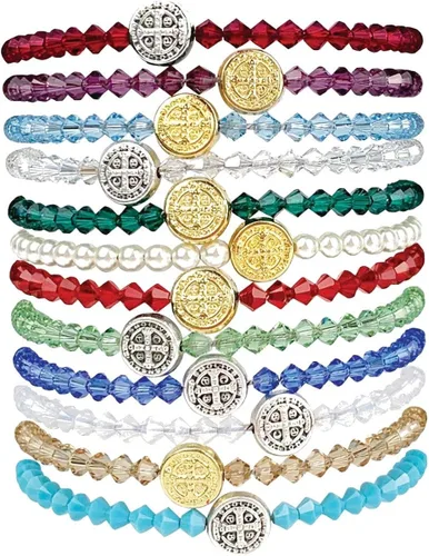 Vista 2 de My Saint My Hero Pulsera de bendición de cumpleaños de cristal, cristal