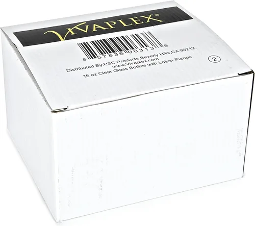 Vista 2 de Vivaplex - Botellas de vidrio transparente de 16 onzas con bombas de loción negra, paquete de 2