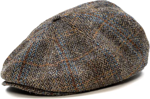 Vista 2 de Sterkowski Peaky Gorra 100% Harris Tweed Newsboy para hombres y mujeres Caliente clásico elegante sombrero de 8 paneles Cuadros marrón/azul