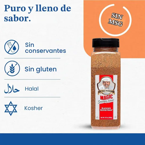Vista 3 de Chef Paul Blackened Redfish Magic Seasoning Blends Especias y condimentos estilo cajún Sin gluten, sin MSG, sabor audaz Perfecto para asar a