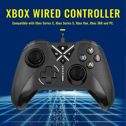 Vista 2 de Snail Bear Wired Gaming Controller for Xbox One, Xbox One S, Xbox One X, Windows 108.187 PC, Black