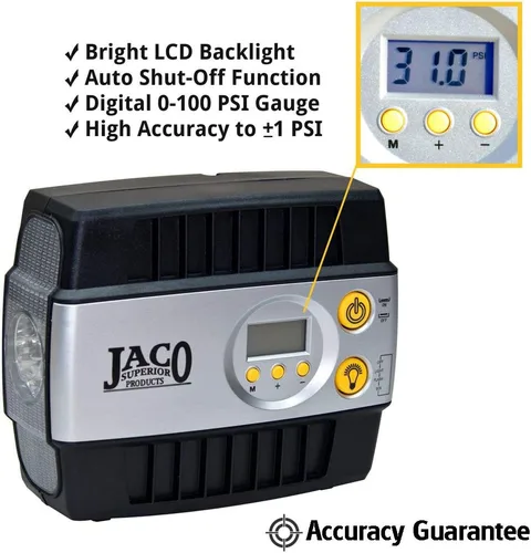Vista 2 de JACO SmartPro inflador digital Premium de neumático, 12V, portátil, 100 PSI