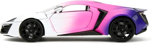 Vista 3 de Jada Lykan Hypersport - Auto fundido a presión con motor 1:24 W4 W con base, juguetes para niños y adultos (blanco y morado)