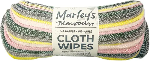 Vista 15 de Marley's Monsters Toallitas de tela reutilizables, paquete de 24 unidades, lavables, de algodón, sin papel (Ártico)