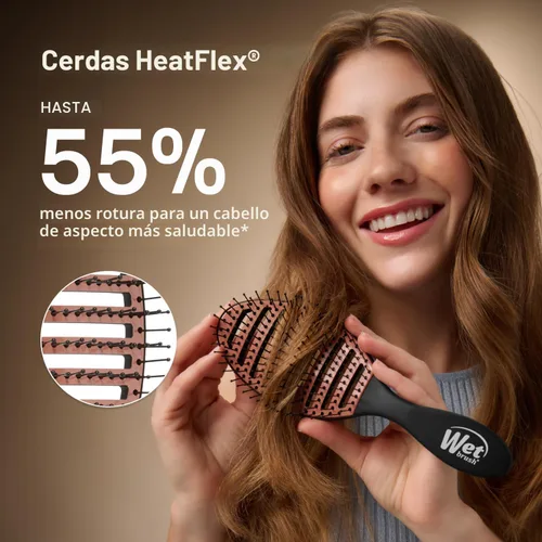 Vista 6 de Wet Brush - Cepillo de cerámica para desenredar en seco, color negro, cepillo ventilado para el cabello