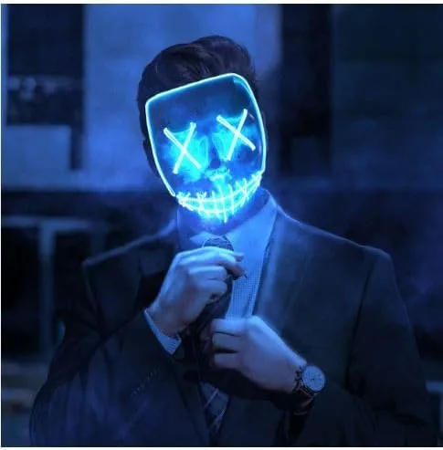 Vista 2 de Máscara de Halloween con luz LED para festivales Cosplay Purge