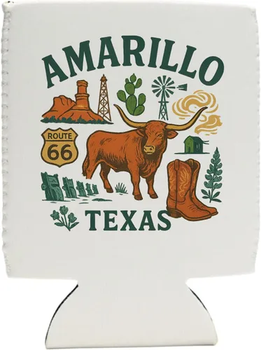 Vista 6 de Amarillo Texas Keepsake Souvenir Neoprene Can Hugger Black