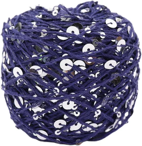 Vista 17 de Hilo de algodón de lentejuelas brillantes de 153 yardas, hilo brillante de ganchillo para diadema, gorro, tejer, suéter, tejido, puntada de Beige