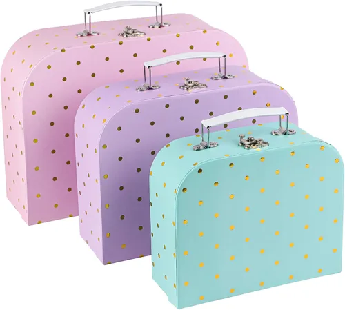 Vista 8 de Eazy2hD Maletas de cartón, juego de 3 cajas de almacenamiento decorativas