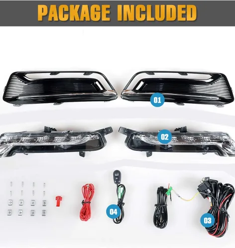 Vista 7 de Juego de luces antiniebla LED DRL compatibles con Chevy Impala 2014-2020 Not for 14-16 Impala limited models, Fog Lamp Assembly Wiring Kit &