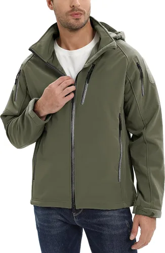 Vista 5 de TACVASEN Special Ops - Chaqueta táctica para hombre, resistente al agua, softshell y desmontable, con capucha