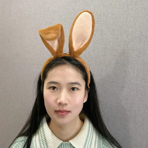 Vista 3 de CHEU Diadema de conejo de Pascua con disfraz de orejas de conejo