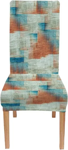 Vista 78 de TOMWISH Juego de 2 fundas para sillas de comedor, color turquesa y gris, fundas elásticas para sillas Parsons, de elastano, lavables, protectores