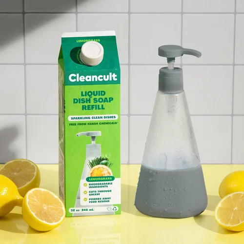 Vista 7 de Cleancult Dispensador de jabón para platos (15 onzas, 1 unidad), dispensador de jabón de vidrio recargable con bomba, dispensador de jabón