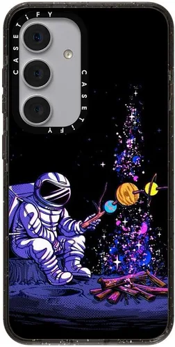 Vista 130 de CASETiFY Funda de impacto para Galaxy S22+ - Adhesivo Aries Moross, color negro transparente