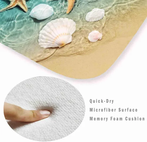Vista 3 de LYFANS Alfombras de baño de espuma de esponja absorbente suave para baño y cocina (23.5 x 59 pulgadas), tapete de franela antideslizante brillante