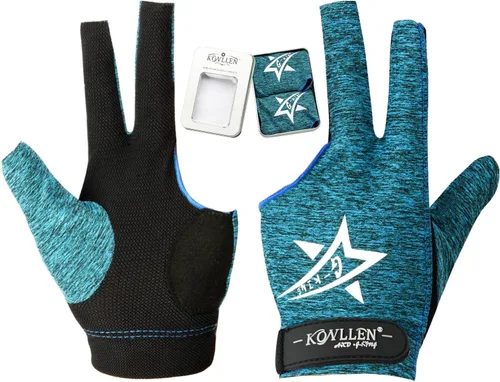 Vista 9 de KONLLEN Breathable Billiards Gloves, Left/Right Hand Three-finger design, mesh palm, adjustable wrist strap, secure grip for pool and snooker