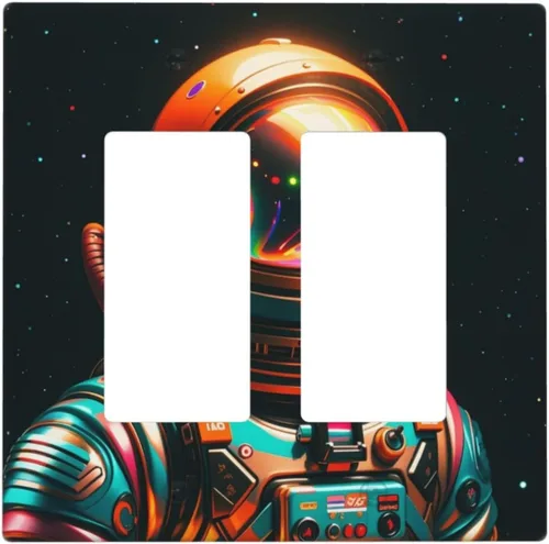 Vista 23 de Cubiertas decorativas para interruptor de luz de astronauta, placa de pared en blanco, placa frontal eléctrica para interruptor de baño, dormitorio