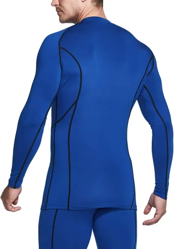 Vista 4 de TSLA - Camiseas térmicas de compresión de manga larga con cuello en V para hombre, ideales para usar como capa base para hacer ejercicio, correr