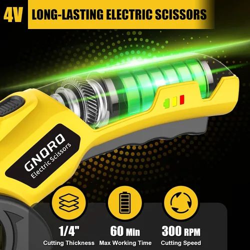 Vista 3 de Tijeras Eléctricas Inalámbricas, Cortador de Cartón con Luz LED, Cortador de Caja Eléctrico Rotativo Recargable de 4V, 2 Cuchillas, Adecuado