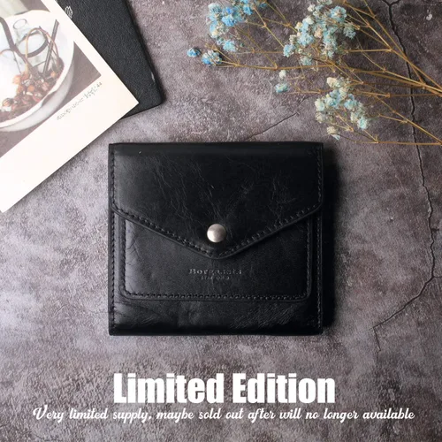 Vista 7 de Borgasets Cartera pequeña para mujer, de piel auténtica, con bloqueo RFID, organizador de bolsillo, compacto, plegable, mini bolso para mujer