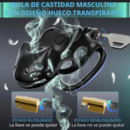 Vista 5 de Jaula de Castidad Masculina con Descarga Eléctrica de Juguete Sexual, Dispositivos de Castidad Jaula para Pene con 7 Vibraciones 7 Intensidades