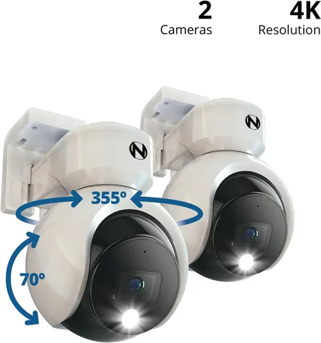 Vista 2 de Night Owl® Add On Cámaras de disuasión 4K con cable con audio de 2 vías, paquete de 2, color blanco