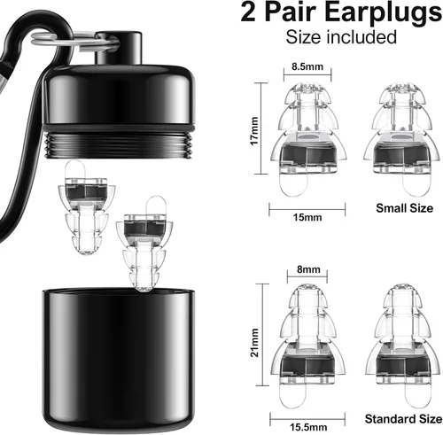 Vista 2 de Tapones para oídos de alta fidelidad para conciertos y músicos, tapones para la reducción de ruido, tecnología de filtro avanzado de 24 dB