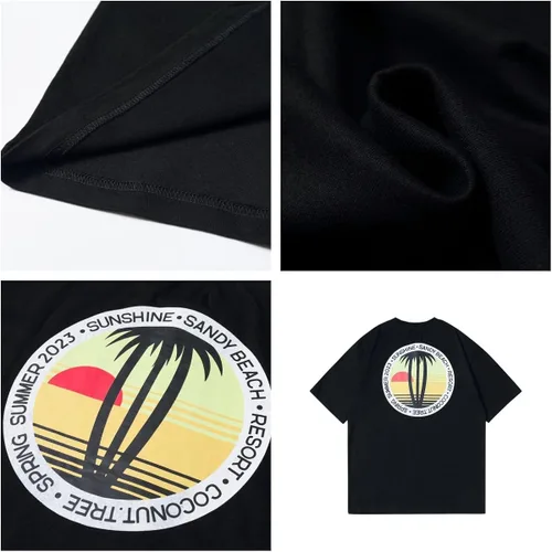 Vista 2 de torafarugaluo Mens Oversized T Shirts Tees Summer Unisex Yacht Club Print Crew Neck Cotton Tops Casual Streetwear Shirt