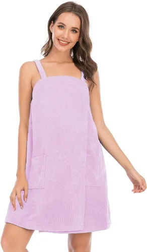 Vista 81 de Veseacky Toalla de baño para mujer con bolsillo, bata de spa ajustable y diadema facial