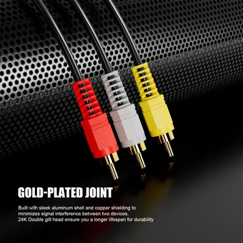 Vista 3 de Eanetf Cables RCA, cable 3RCA de audio y video chapado en oro de 24K que conecta componentes de audio y video, cable AV macho a macho