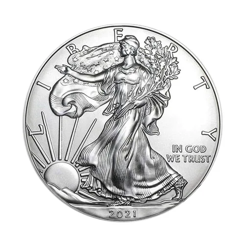 Vista 2 de Moneda de águila de plata estadounidense 2021 de.999 plata fina con nuestro certificado de autenticidad dólar no circulado US Mint