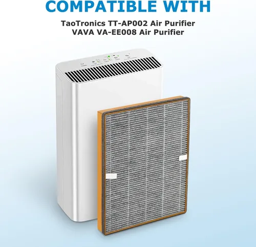 Vista 2 de TT-AP002 Filtro de repuesto compatible con purificador de aire TaoTronics TT-AP002 y purificador de aire VAVA VA-EE008, filtro HEPA 3 en 1 y filtro