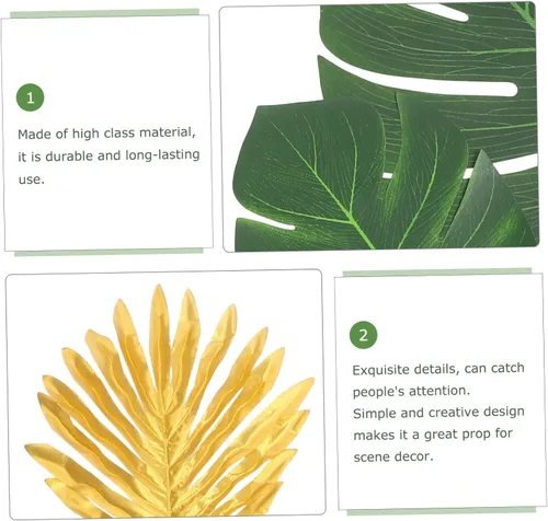 Vista 3 de 77 piezas de hojas de tortuga simuladas, plantas tropicales falsas, tallos de hojas verdes, tallos de palma sintética, plantas fronds, decoración