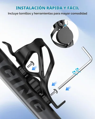Vista 7 de MoKo Soporte para botella de agua para bicicleta con ranura para rastreador Negro