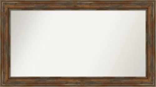 Vista 62 de Amanti Art Espejo de baño marrón para sobre fregadero, 26 x 26 pulgadas, espejo de tocador cuadrado marrón rústico Alexandria, marco de madera