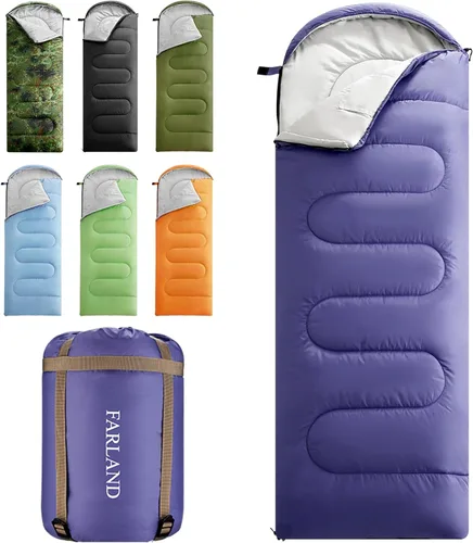 Vista 14 de FARLAND Sacos de dormir de 30 ℉ para adultos, adolescentes y niños con saco de compresión portátil y ligero para campamento de 3 a 4 estaciones