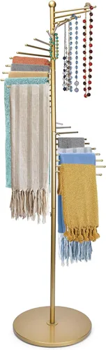 Vista 7 de Estante de bufanda de metal independiente para bufanda de exhibición, organizador de hiyab en espiral Commercial Scarf Holder Stand Belt Pants
