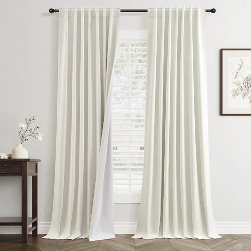 Vista 15 de Jowels - Cortinas opacas con pestaña trasera color beige cálido de 84 pulgadas de largo, 2 paneles para sala de estar y dormitorio, color beige