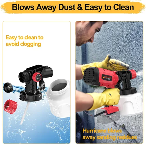 Vista 6 de Pulverizador de pintura inalámbrico para batería Milwaukee de 18 V, 40000 RPM pulverizadores de pintura de alta velocidad para interior y exterior