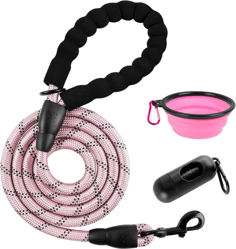 Vista 30 de BARKBAY - Correas para perros grandes, resistentes, de 4/5/6 pies, con cómoda asa acolchada y hilos altamente reflectantes para perros medianos