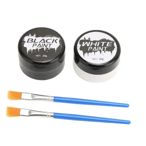 Vista 3 de Zyyini 2Pcs Face Body Paint Kit Black White Halloween Skull