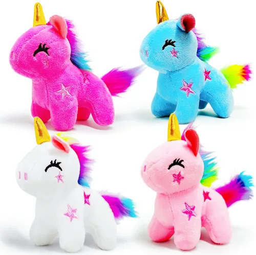 Vista 11 de Kawaite Animales de peluche de unicornio azul para niños y adultos, mini llavero de peluche, peluche de unicornios, animal de peluche suave