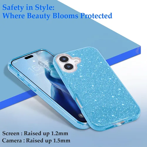 Vista 2 de MILPROX Funda compatible con iPhone 17 con purpurina de 6.3 pulgadas, elegante lujosa brillante resplandeciente bling centelleante funda carcasa