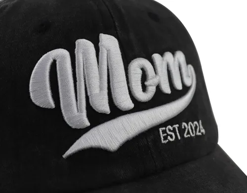 Vista 3 de Gorra de béisbol de 2 piezas para mamá y papá EST 2024, bordada en 3D, ajustable, de algodón lavado, regalos para nuevos padres