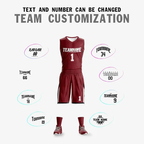 Vista 4 de Custom Reversible Basketball Jersey Uniform for Men Youth Printed Personalized Name Number Sportswear