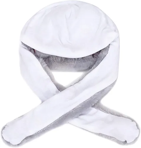 Vista 6 de Topwon - Gorro de conejo de peluche con orejas de conejo que aparecen cuando se presionan las patas, color gris