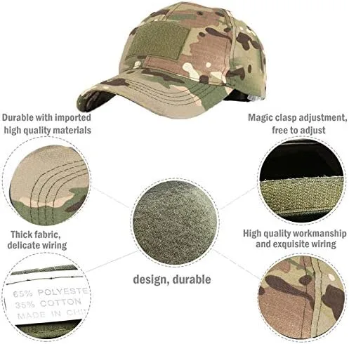 Vista 2 de Gorra táctica militar con parches ajustables de bandera de operador, sombreros del ejército para hombres gorra de béisbol