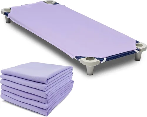 Vista 10 de Rollee Pollee Sábanas de microfibra azul para cuna, súper suaves y duraderas con bucles elásticos, ideales para preescolar y guardería para siestas