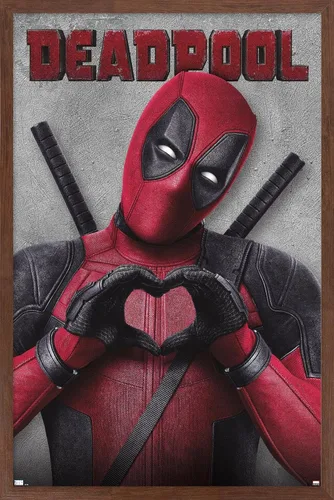 Vista 10 de Marvel Deadpool Legacy - Póster de pared de corazón, 22.4 pulgadas de largo x 14.7 pulgadas de ancho, versión enmarcada de madera de granero